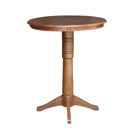 International Concepts Round 30 in Round Top Pedestal Table, 41.9 in Height, Distressed Oak, 30 in W, 30 in L, 41.9 in H K42-30RT-27B-6B-2